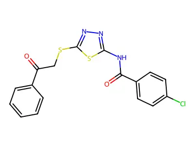 4-chloro-N-{5-[(2-oxo-2-phenylethyl)sulfanyl]-1,3,4-thiadiazol-2-yl}benzamide structure