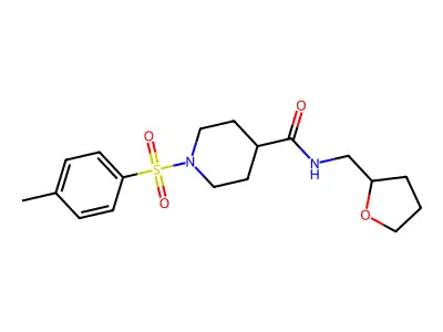 1-(4-methylphenyl)sulfonyl-N-(oxolan-2-ylmethyl)piperidine-4-carboxamide structure