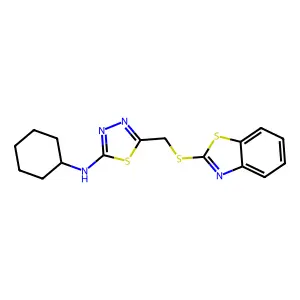 [5-(Benzothiazol-2-ylthiomethyl)(1,3,4-thiadiazol-2-yl)]cyclohexylamine structure