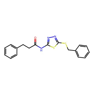 N-[5-(benzylsulfanyl)-1,3,4-thiadiazol-2-yl]-3-phenylpropanamide structure
