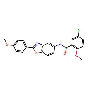 5-chloro-2-methoxy-N-[2-(4-methoxyphenyl)-1,3-benzoxazol-5-yl]benzamide structure