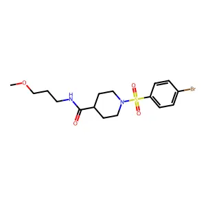 1-(4-bromophenyl)sulfonyl-N-(3-methoxypropyl)piperidine-4-carboxamide structure