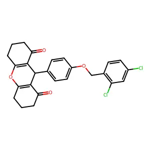 9-[4-[(2,4-dichlorophenyl)methoxy]phenyl]-3,4,5,6,7,9-hexahydro-2H-xanthene-1,8-dione structure