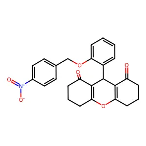 9-[2-[(4-nitrophenyl)methoxy]phenyl]-3,4,5,6,7,9-hexahydro-2H-xanthene-1,8-dione structure