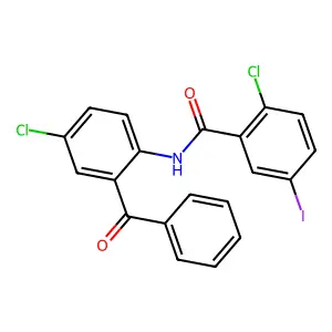 N-(2-benzoyl-4-chlorophenyl)-2-chloro-5-iodobenzamide structure