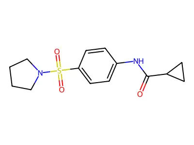 N-[4-(pyrrolidin-1-ylsulfonyl)phenyl]cyclopropanecarboxamide structure