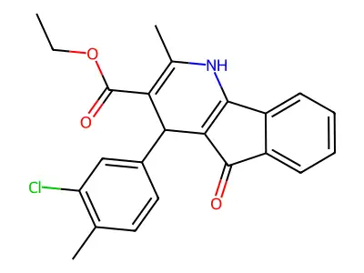 ethyl 4-(3-chloro-4-methylphenyl)-2-methyl-5-oxo-4,5-dihydro-1H-indeno[1,2-b]pyridine-3-carboxylate structure