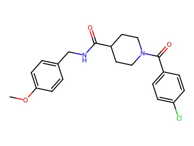 1-(4-chlorobenzoyl)-N-[(4-methoxyphenyl)methyl]piperidine-4-carboxamide structure