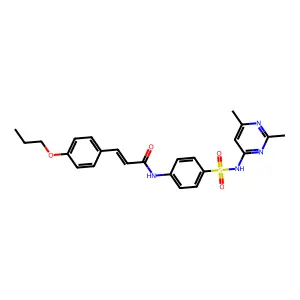 (2E)-N-{4-[(2,6-dimethylpyrimidin-4-yl)sulfamoyl]phenyl}-3-(4-propoxyphenyl)prop-2-enamide structure
