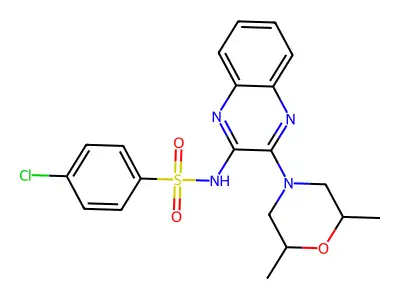 4-chloro-N-[3-(2,6-dimethylmorpholin-4-yl)quinoxalin-2-yl]benzene-1-sulfonamide structure