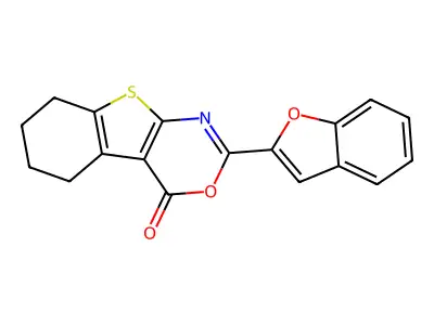 2-(1-Benzofuran-2-yl)-5,6,7,8-tetrahydro-[1]benzothiolo[2,3-d][1,3]oxazin-4-one structure