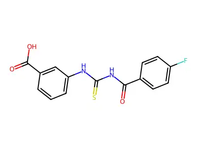 3-({[(4-Fluorophenyl)carbonyl]carbamothioyl}amino)benzoic acid structure