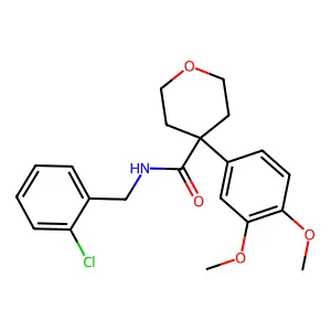 N-(2-chlorobenzyl)-4-(3,4-dimethoxyphenyl)tetrahydro-2H-pyran-4-carboxamide structure