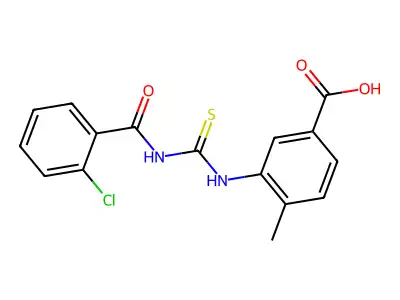 3-({[(2-Chlorophenyl)carbonyl]carbamothioyl}amino)-4-methylbenzoic acid structure