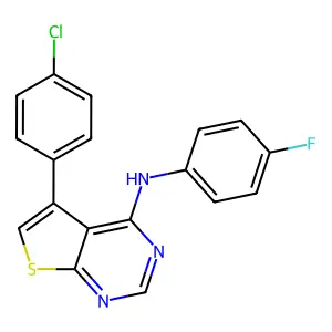 5-(4-chlorophenyl)-N-(4-fluorophenyl)thieno[2,3-d]pyrimidin-4-amine structure