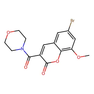 6-bromo-8-methoxy-3-(morpholine-4-carbonyl)-2H-chromen-2-one structure