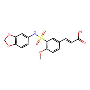 (E)-3-[3-(Benzo[1,3]dioxol-5-ylsulfamoyl)-4-methoxy-phenyl]-acrylic acid structure