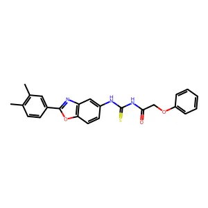 N-[[2-(3,4-dimethylphenyl)-1,3-benzoxazol-5-yl]carbamothioyl]-2-phenoxyacetamide structure