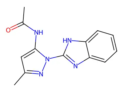 N-[2-(1H-benzimidazol-2-yl)-5-methylpyrazol-3-yl]acetamide structure