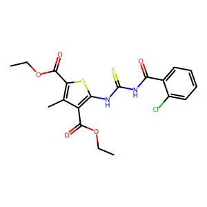 diethyl 5-[(2-chlorobenzoyl)carbamothioylamino]-3-methylthiophene-2,4-dicarboxylate structure