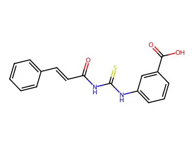 3-({[(2E)-3-phenylprop-2-enoyl]carbamothioyl}amino)benzoic acid structure