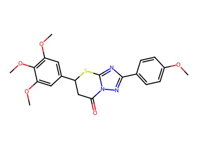 2-(4-methoxyphenyl)-5-(3,4,5-trimethoxyphenyl)-5,6-dihydro-7H-[1,2,4]triazolo[5,1-b][1,3]thiazin-7-one structure