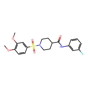 1-(3,4-dimethoxyphenyl)sulfonyl-N-(3-fluorophenyl)piperidine-4-carboxamide structure