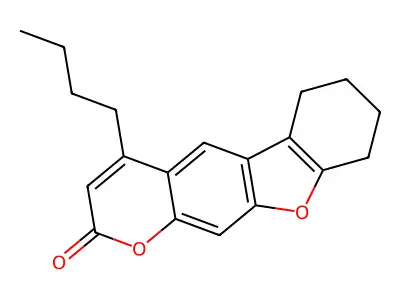 4-butyl-6,7,8,9-tetrahydro-2H-[1]benzofuro[3,2-g]chromen-2-one structure
