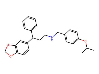 3-(1,3-benzodioxol-5-yl)-3-phenyl-N-[(4-propan-2-yloxyphenyl)methyl]propan-1-amine structure