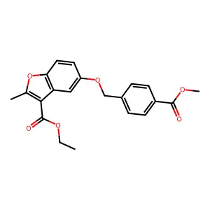 Ethyl 5-{[4-(methoxycarbonyl)phenyl]methoxy}-2-methyl-1-benzofuran-3-carboxylate structure