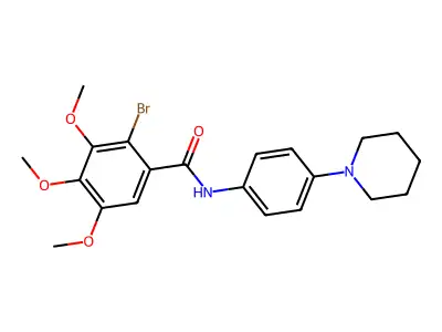 2-bromo-3,4,5-trimethoxy-N-[4-(piperidin-1-yl)phenyl]benzamide structure