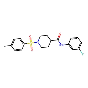 N-(3-fluorophenyl)-1-(4-methylphenyl)sulfonylpiperidine-4-carboxamide structure