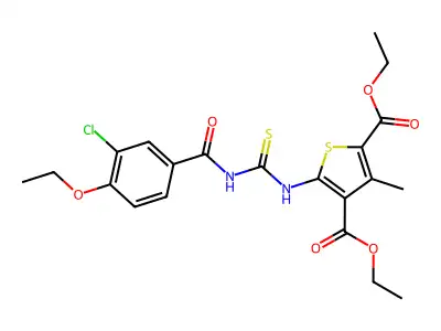 diethyl 5-({[(3-chloro-4-ethoxyphenyl)carbonyl]carbamothioyl}amino)-3-methylthiophene-2,4-dicarboxylate structure