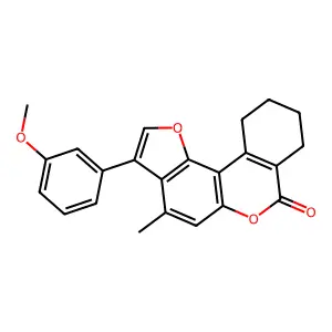 3-(3-methoxyphenyl)-4-methyl-8,9,10,11-tetrahydro-7H-benzo[c]furo[2,3-f]chromen-7-one structure