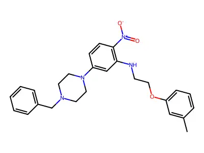 5-(4-benzylpiperazin-1-yl)-N-[2-(3-methylphenoxy)ethyl]-2-nitroaniline structure