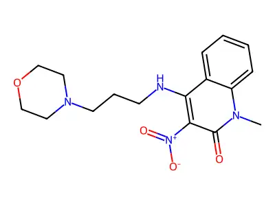 1-methyl-4-((3-morpholinopropyl)amino)-3-nitroquinolin-2(1H)-one structure