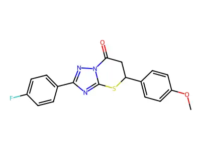 2-(4-fluorophenyl)-5-(4-methoxyphenyl)-5,6-dihydro-7H-[1,2,4]triazolo[5,1-b][1,3]thiazin-7-one structure