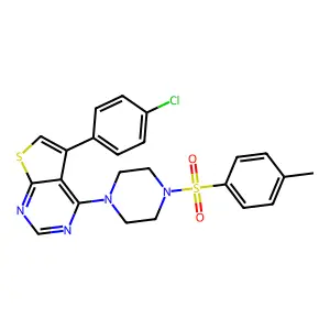 5-(4-chlorophenyl)-4-[4-(4-methylphenyl)sulfonylpiperazin-1-yl]thieno[2,3-d]pyrimidine structure
