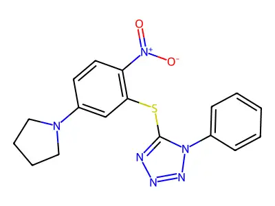 5-(2-Nitro-5-pyrrolidin-1-ylphenyl)sulfanyl-1-phenyltetrazole structure