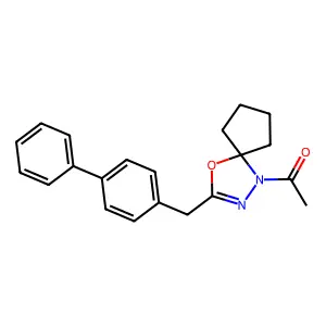 1-[3-(Biphenyl-4-ylmethyl)-4-oxa-1,2-diazaspiro[4.4]non-2-en-1-yl]ethanone structure