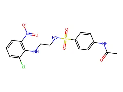 N-[4-[2-(2-chloro-6-nitroanilino)ethylsulfamoyl]phenyl]acetamide structure