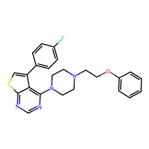 5-(4-Fluorophenyl)-4-[4-(2-phenoxyethyl)piperazin-1-yl]thieno[2,3-d]pyrimidine structure