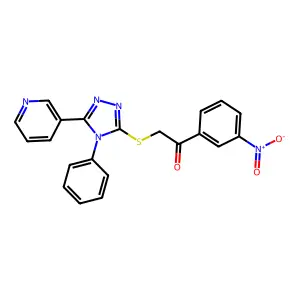 1-(3-nitrophenyl)-2-[(4-phenyl-5-pyridin-3-yl-1,2,4-triazol-3-yl)sulfanyl]ethanone structure