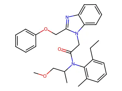 N-(2-ethyl-6-methylphenyl)-N-(1-methoxypropan-2-yl)-2-[2-(phenoxymethyl)benzimidazol-1-yl]acetamide structure
