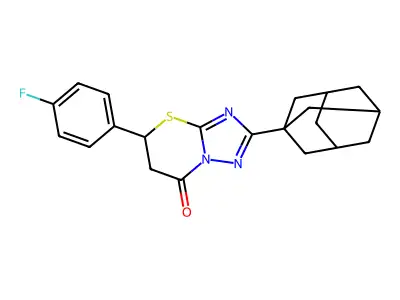 2-(1-adamantyl)-5-(4-fluorophenyl)-5,6-dihydro-7H-[1,2,4]triazolo[5,1-b][1,3]thiazin-7-one structure