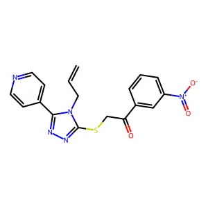 2-((4-allyl-5-(pyridin-4-yl)-4H-1,2,4-triazol-3-yl)thio)-1-(3-nitrophenyl)ethanone structure