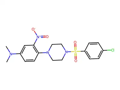 4-[4-(4-chlorophenyl)sulfonylpiperazin-1-yl]-N,N-dimethyl-3-nitroaniline structure
