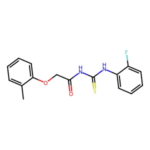 N-[(2-fluorophenyl)carbamothioyl]-2-(2-methylphenoxy)acetamide structure