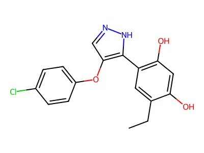 4-[4-(4-chlorophenoxy)-1H-pyrazol-5-yl]-6-ethylbenzene-1,3-diol structure