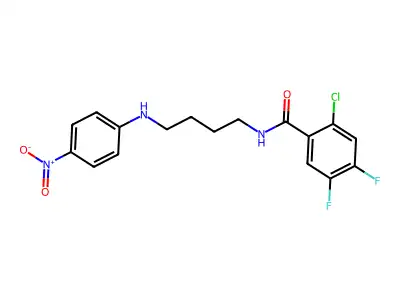 2-chloro-4,5-difluoro-N-[4-(4-nitroanilino)butyl]benzamide structure